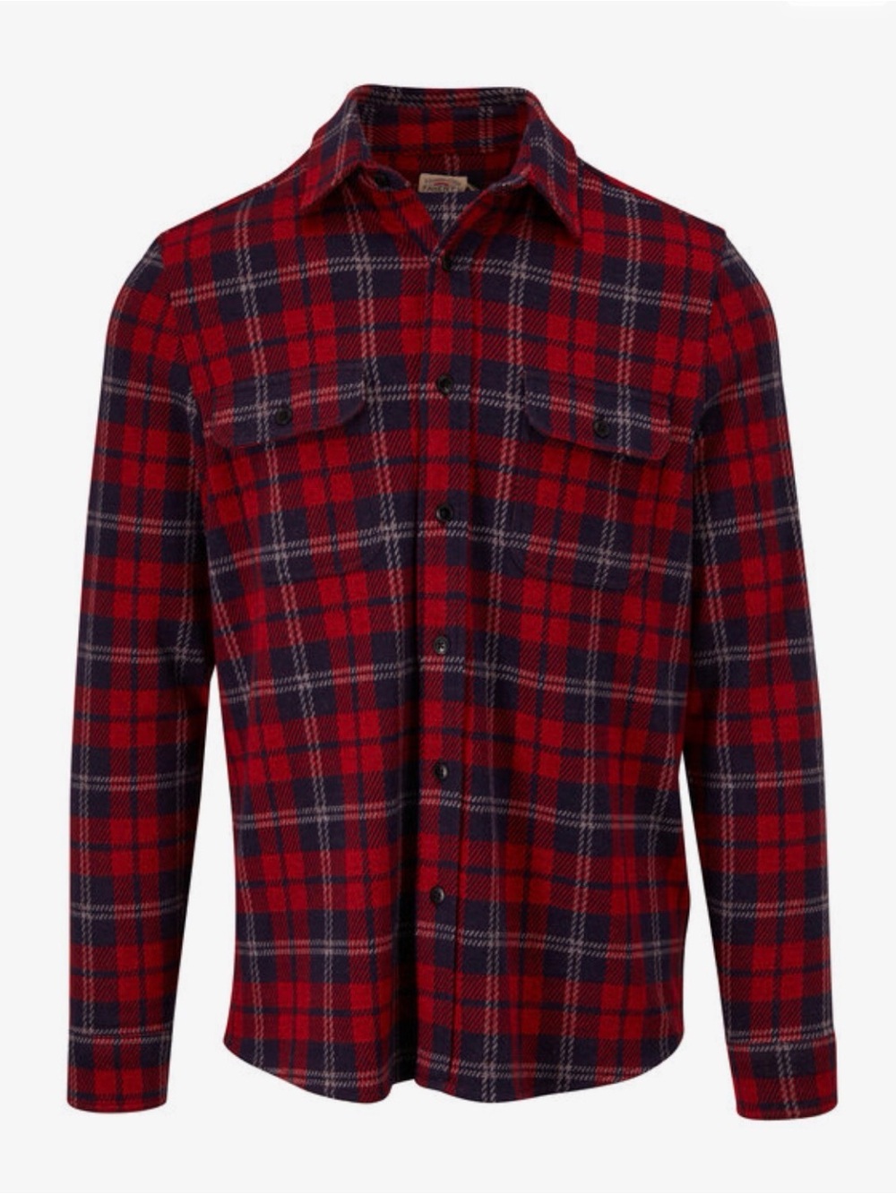 Faherty Men's Legend Sweater Shirt Heritage Plaid Red Navy Stretch M NWT